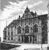 Gerichtsgebäude Appellhofplatz (Holzstich von O. Ebell)